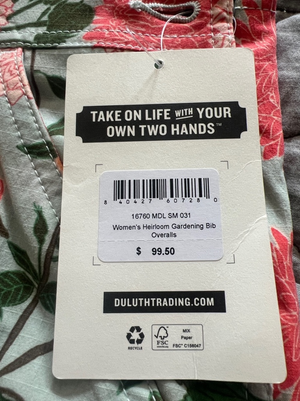 Duluth Trading Co Floral Printed Jumpsuit Overalls in Mint, Coral & Green - Picture 2 of 5